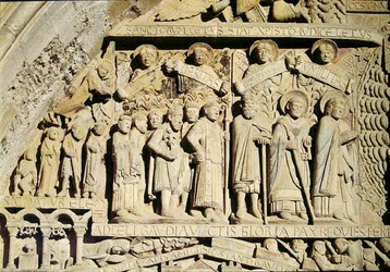 Detail vom Jüngsten Gericht am Tympanon des Westportals, ca. 1140